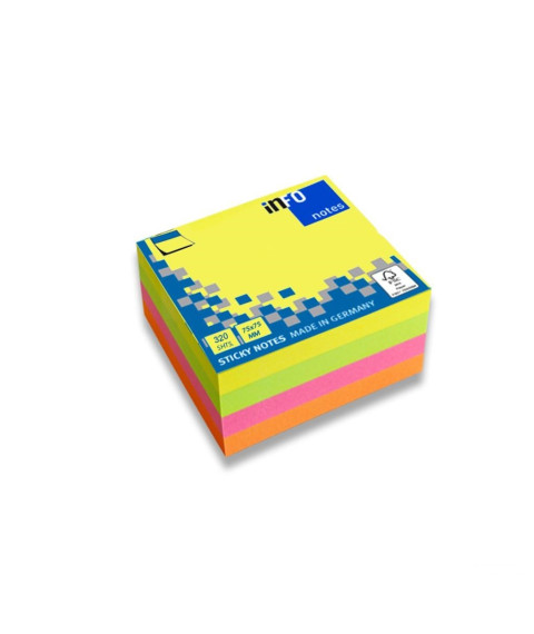 Hîrtie pentru notițe cu lipici 75x75 mm, 320 Foi, NEONMIX